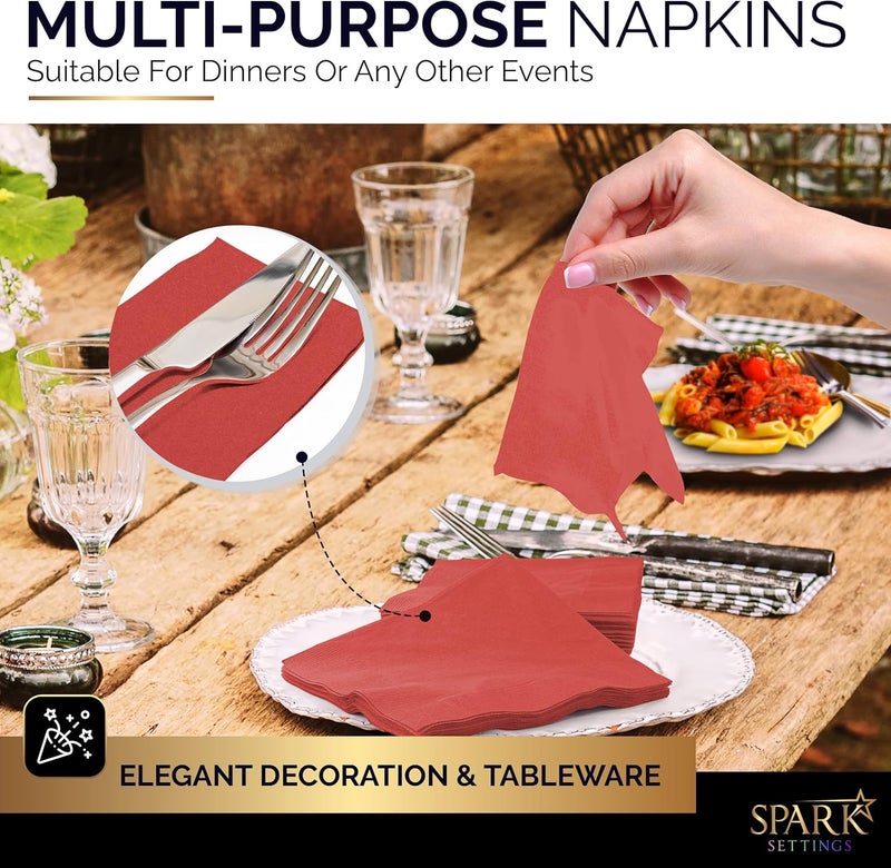 Amcrate Big Party Pack 40 Count Red Dinner Napkins Tableware- Ideal for Wedding, Party, Birthday, Dinner, Lunch, Cocktails. (7” x 7”) - Image 5